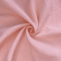 Ткань Муслин Жатый, цвет Нежно-Розовый (на отрез)  в Ачинске