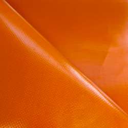 Ткань ПВХ 450 гр/м2, Оранжевый (Ширина 160см), на отрез  в Ачинске
